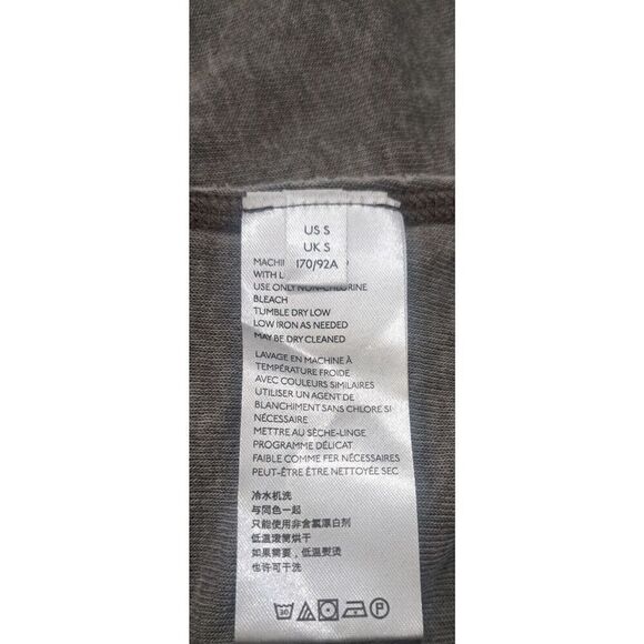 Free People Movement Womens Small Meadowbrook Taupe Burnout SOFT CROP Hoodie Top - Picture 7 of 9